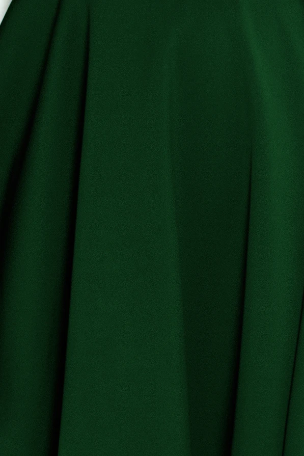 114-10 Flared dress - heart-shaped neckline - dark green
