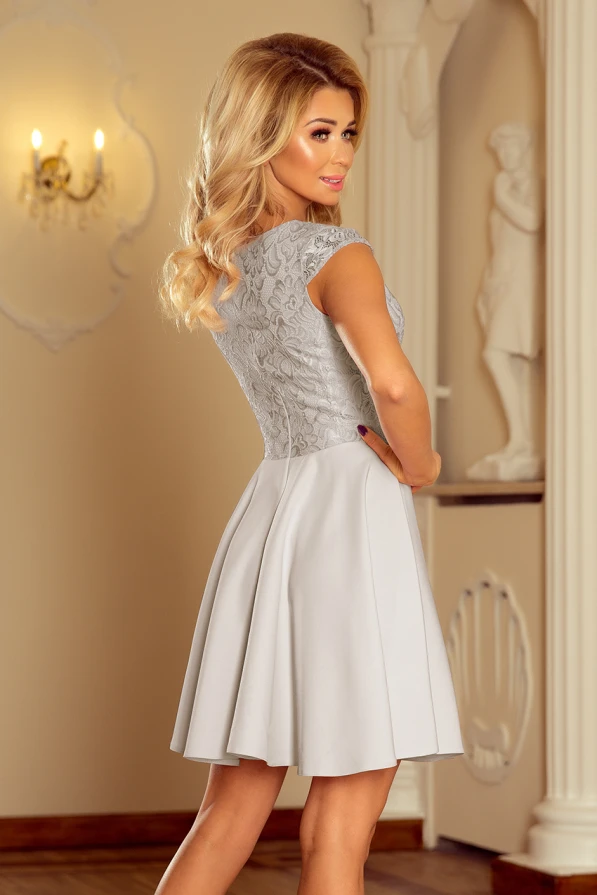 157-6 Dress MARTA with lace - light grey