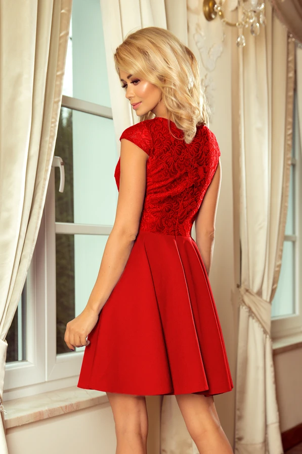 157-8 Dress MARTA with lace - red