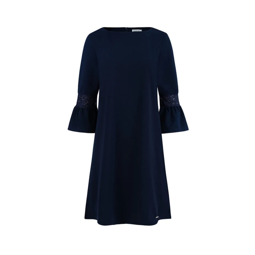 190-6 MARGARET dress with lace on the sleeves - Navy Blue