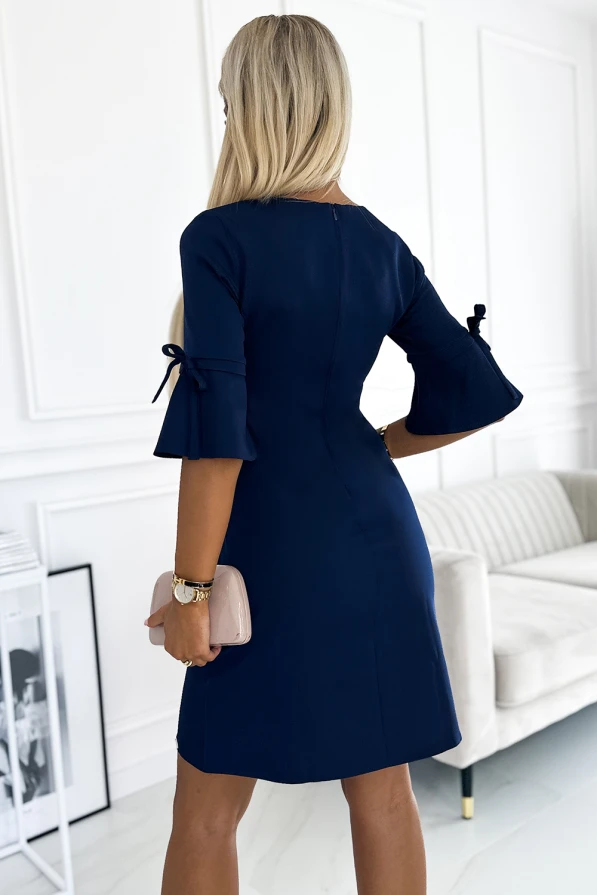 217-8 NEVA Trapezoidal dress with flared sleeves - dark blue