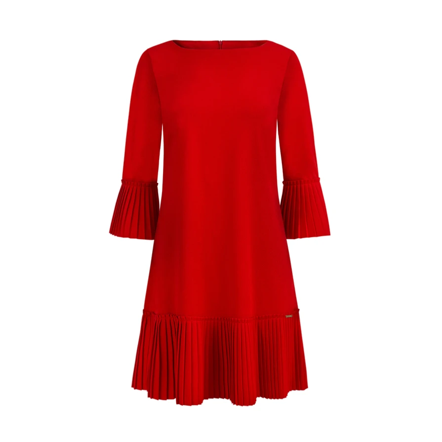 228-3 LUCY - pleated comfortable dress - RED