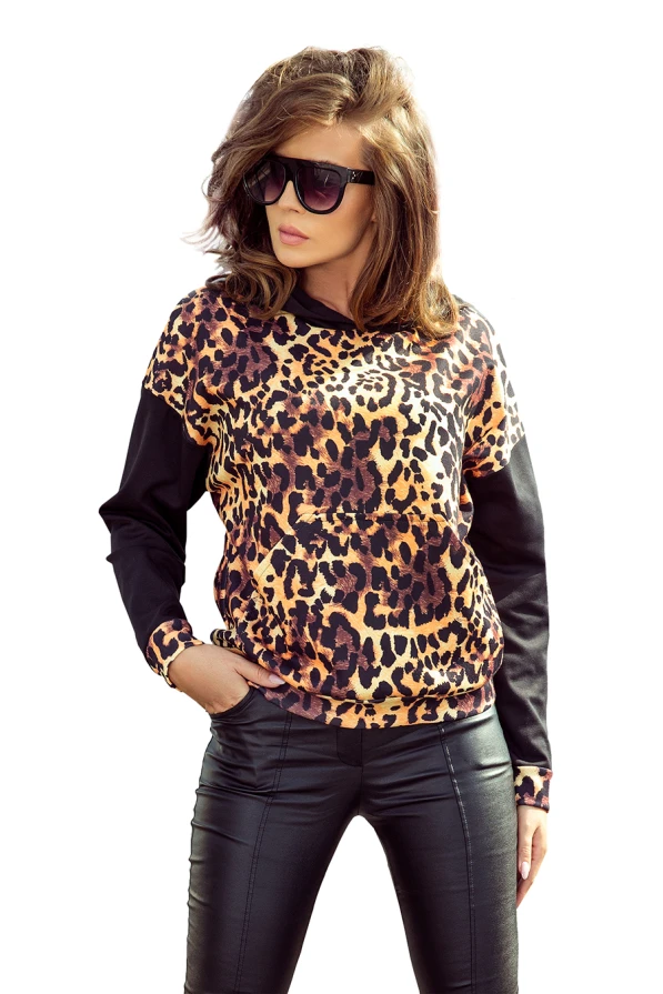 279-1 Kangaroo hoodie - leopard pattern