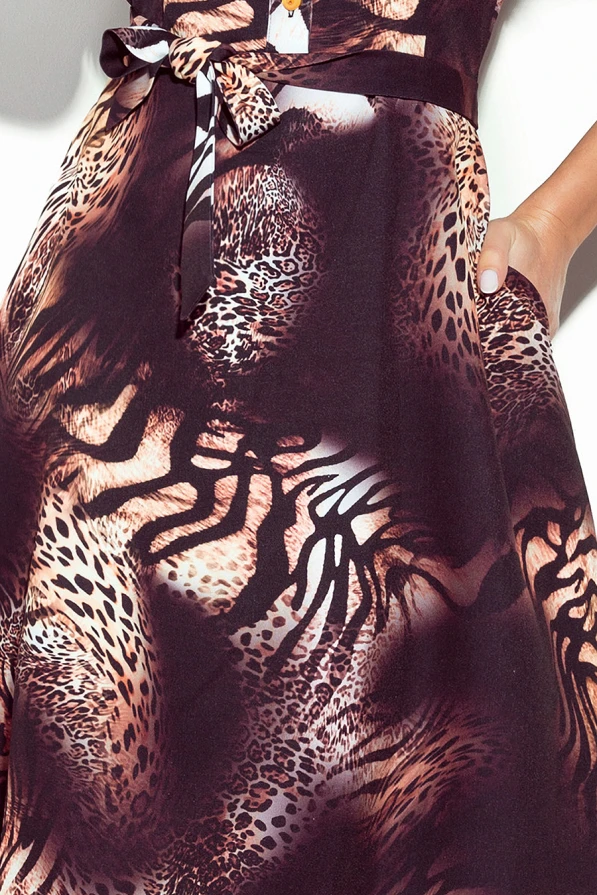 286-3 SANDY Flared shirt dress - leopard pattern