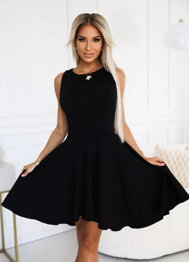 575-1 Unique dress with longer back - black